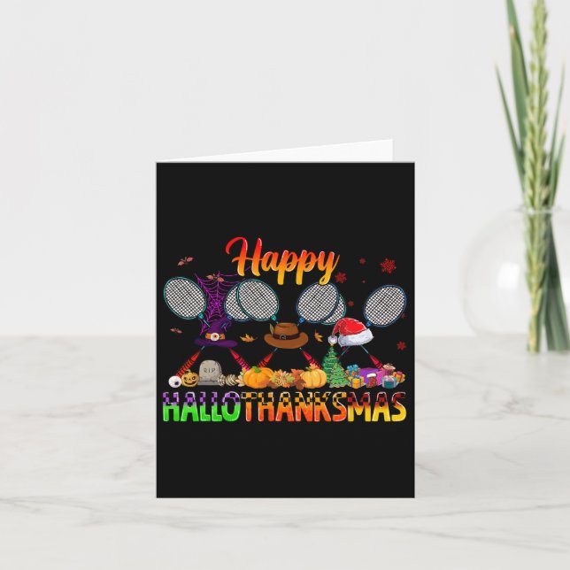 Carte Joyeux Hallothanksmas Badminton Witch Casquette No (Devant)