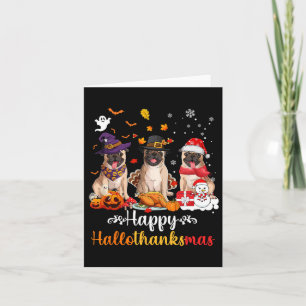 Carte Joyeux Hallothanksmas Carlin Chien Halloween Noël