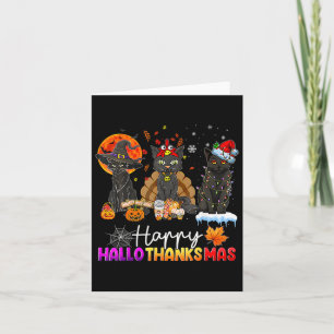 Carte Joyeux Hallothanksmas Chat Noir Halloween Thanksgi