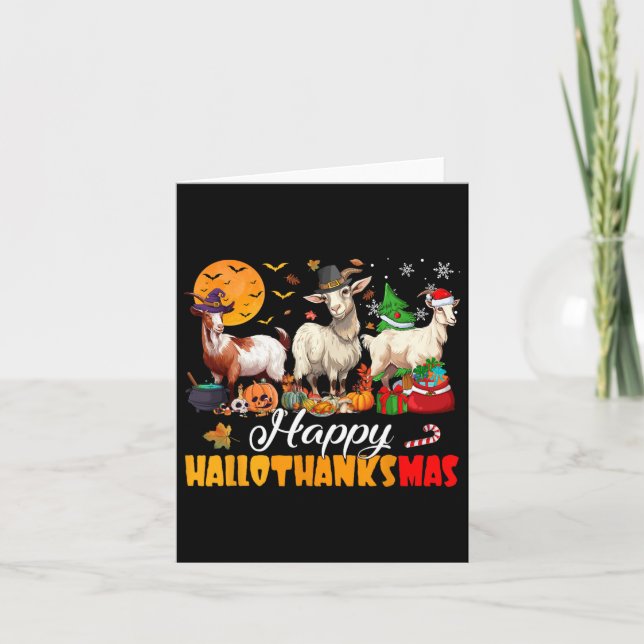 Carte Joyeux Hallothanksmas Chèvre Halloween Thanksgivin (Devant)