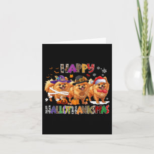 Carte Joyeux Hallothanksmas Chien Poméranien Halloween C