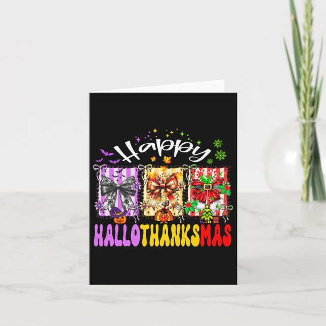 Carte Joyeux Hallothanksmas Coquette Bow Halloween Merci (Devant)