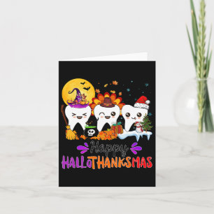 Carte Joyeux Hallothanksmas Dents Halloween Thanksgiving