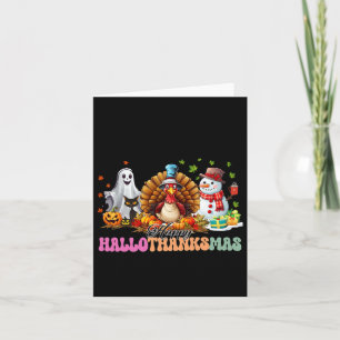 Carte Joyeux Hallothanksmas Drôle Halloween Thanksgiving