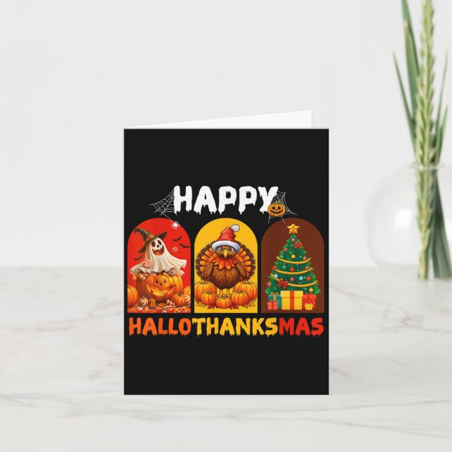 Carte Joyeux Hallothanksmas Drôle Halloween Thanksgiving (Devant)
