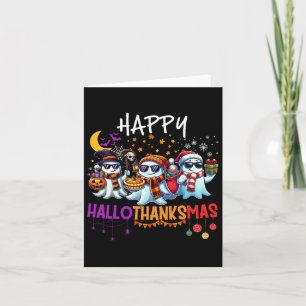 Carte Joyeux Hallothanksmas Fantôme Halloween Thanksgivi