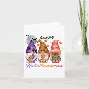 Carte Joyeux Hallothanksmas Gnome Bon thanksgiving Day