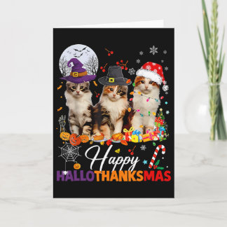 Carte Joyeux Hallothanksmas Mignons Chats Halloween Than