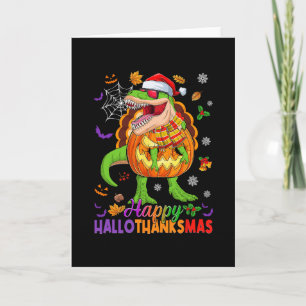 Carte Joyeux Hallothanksmas T Rex Halloween Thanksgiving