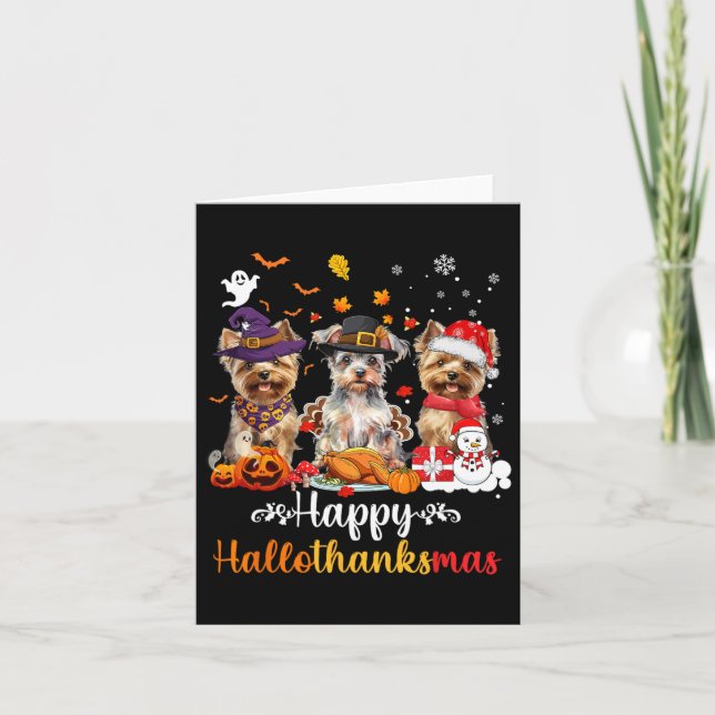 Carte Joyeux Hallothanksmas Yorkshire Chien Halloween Ch (Devant)