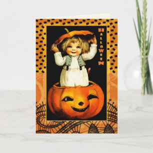 Carte Joyeux Halloween. Amusant enfant Vintage