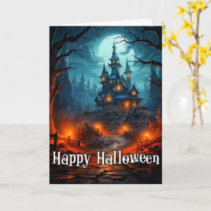 Carte Joyeux Halloween   Ancien manoir sinistre