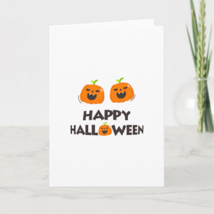 Carte Joyeux Halloween avec 2 mignons citrouilles souria