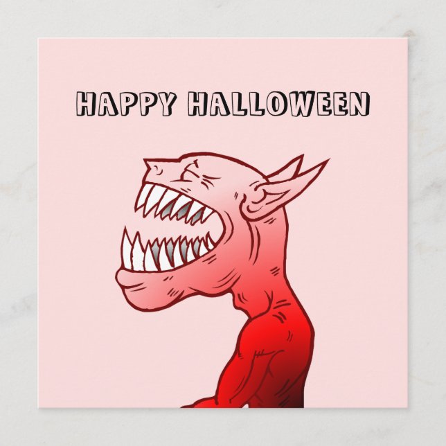 Carte Joyeux Halloween avec le démon qui rit (Devant)