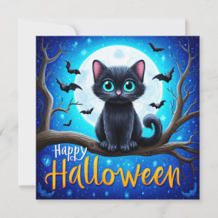 Carte Joyeux Halloween Chat Noir