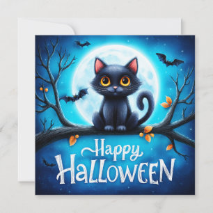 Carte Joyeux Halloween Chat Noir
