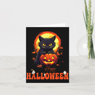 Carte Joyeux Halloween Chat Noir Chat Effrayant Citrouil