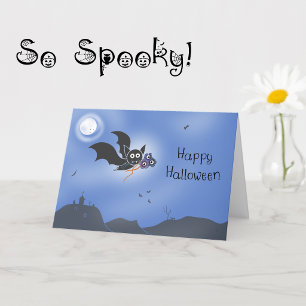 Carte Joyeux Halloween Chauve-souris mignonne avec