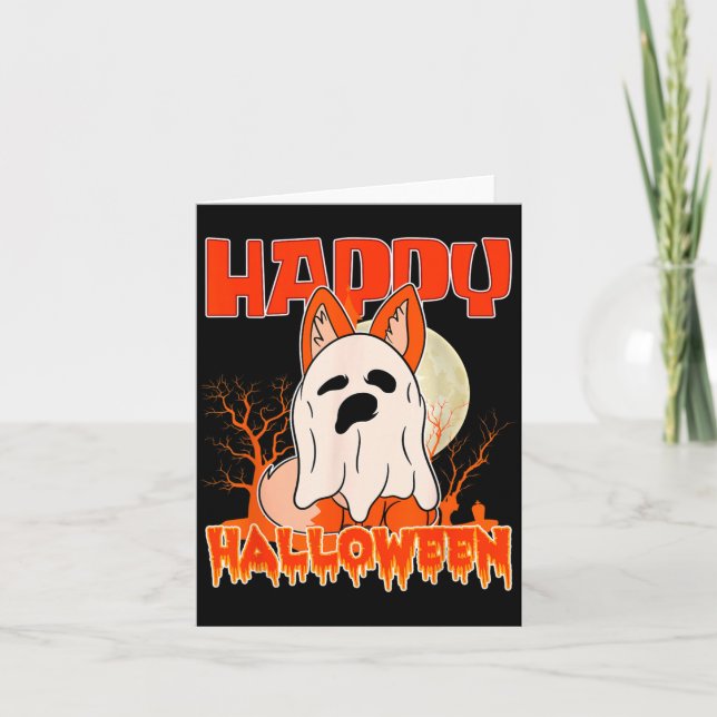 Carte Joyeux Halloween Chien Fantomatique Halloween Chie (Devant)