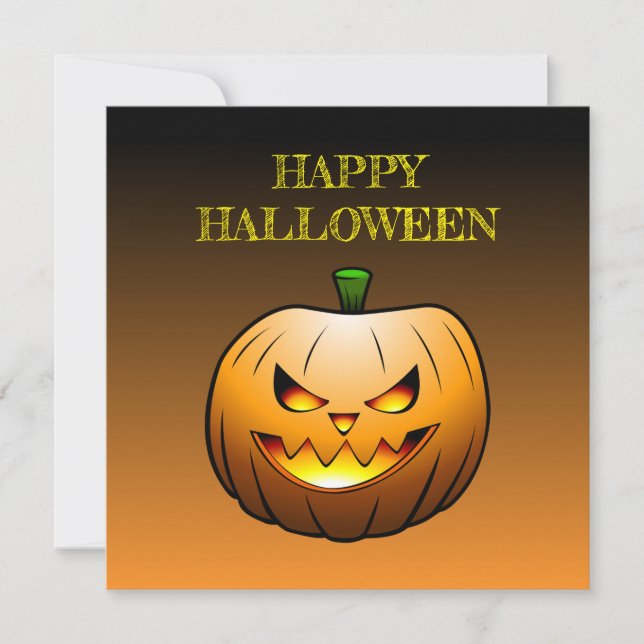 Carte Joyeux Halloween Citrouille (Devant)