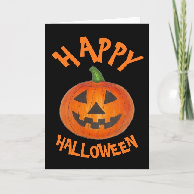 Carte Joyeux Halloween Citrouille orange Jack o' Lantern (Devant)