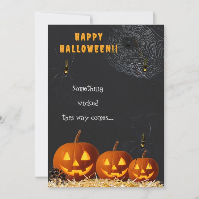 Carte Joyeux Halloween | Citrouille Squelettique & (Devant)