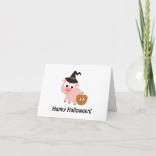 Carte Joyeux Halloween ! Cochon de sorcière