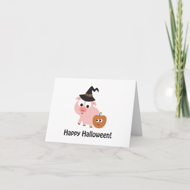 Carte  Joyeux Halloween ! Cochon de sorcière (Devant)
