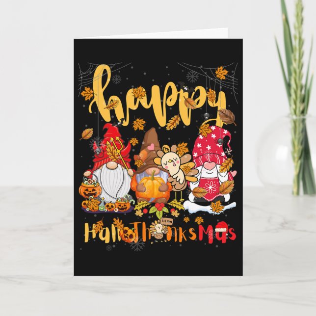 Carte Joyeux Halloween de Gnomes de l'Action de Grâce d' (Devant)