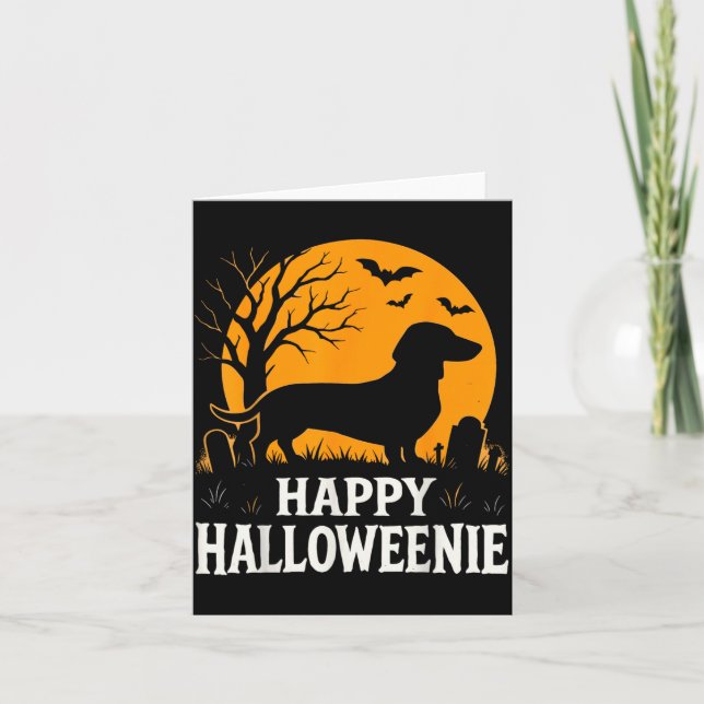 Carte Joyeux Halloween Drôle de chien dachshund Hallowee (Devant)