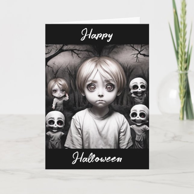 Carte Joyeux Halloween | Enfant Déplaisant avec ours en  (Devant)