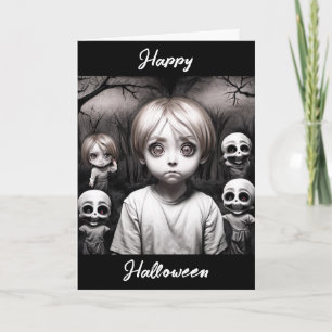 Carte Joyeux Halloween   Enfant Déplaisant avec ours en