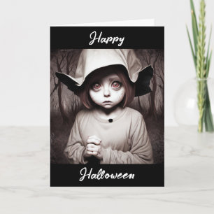 Carte Joyeux Halloween   Enfant Déplaisant en costume bi