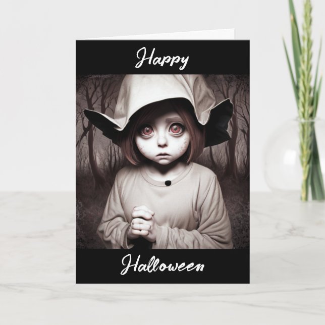 Carte Joyeux Halloween | Enfant Déplaisant en costume bi (Devant)