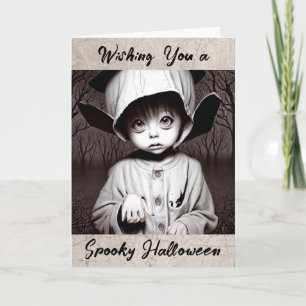 Carte Joyeux Halloween   Enfant Déplaisant en costume bi