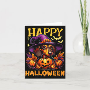 Carte Joyeux Halloween Femme Daxshund Chien Papa Wiener