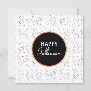 Carte Joyeux Halloween Ghost Candy main Lettering Doodle