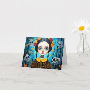 Carte Joyeux Halloween gothique sorcière conception fill