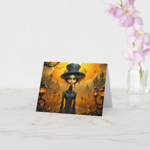 Carte Joyeux Halloween gothique sorcière design