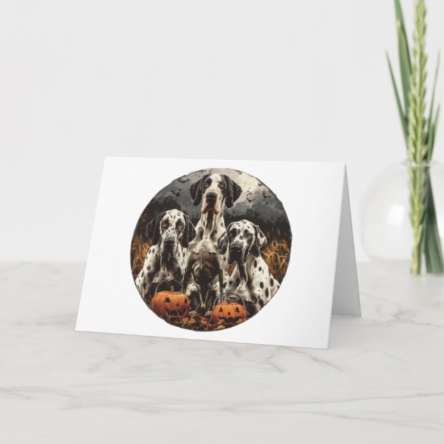 Carte Joyeux Halloween grands chiens de Danse Jack-o'-la (Devant)