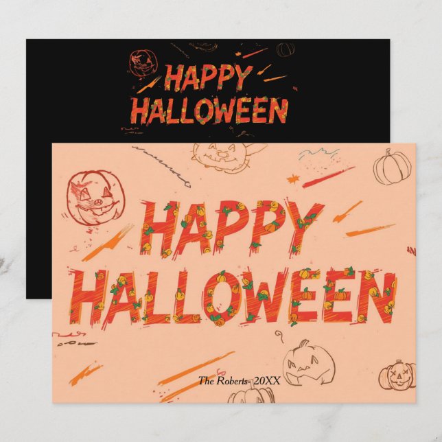 Carte Joyeux Halloween, Halloween minimaliste mode (Devant / Derrière)