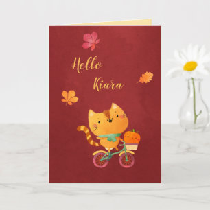 Carte Joyeux Halloween Halloween Thanksgiving Bike Cat C