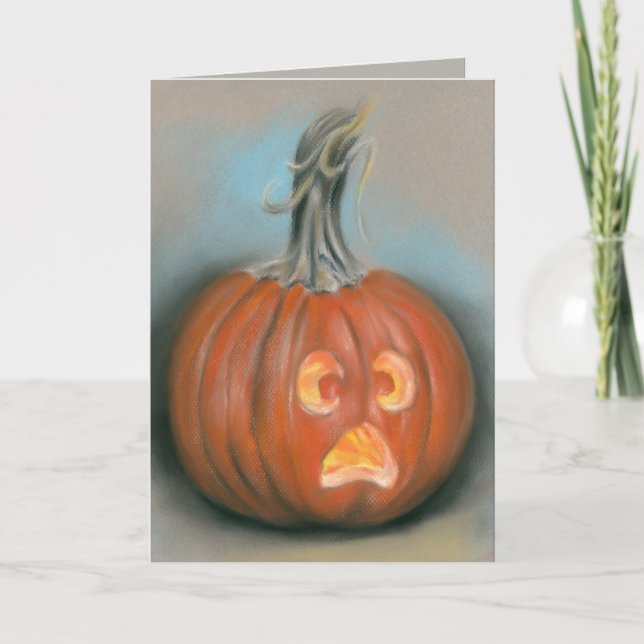 Carte Joyeux Halloween hurlant Citrouille Jack-o'-lanter (Devant)