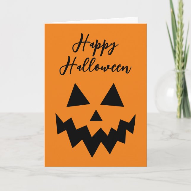 Carte Joyeux Halloween Jack O Lantern Citrouille Orange  (Devant)