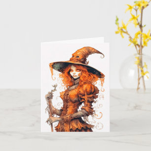Carte Joyeux Halloween Majestueuse Art Sorcière