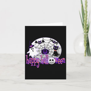 Carte Joyeux Halloween Mignon Avec Toile D'araignée Chat