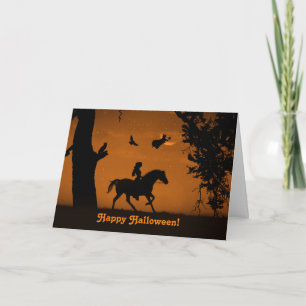 Carte Joyeux Halloween mignonne avec fille et sorcière d