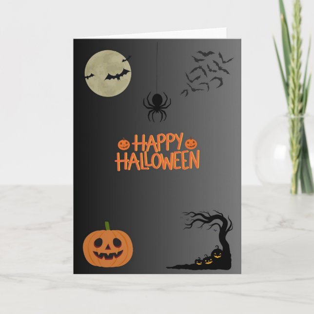 Carte Joyeux Halloween Noir (Devant)