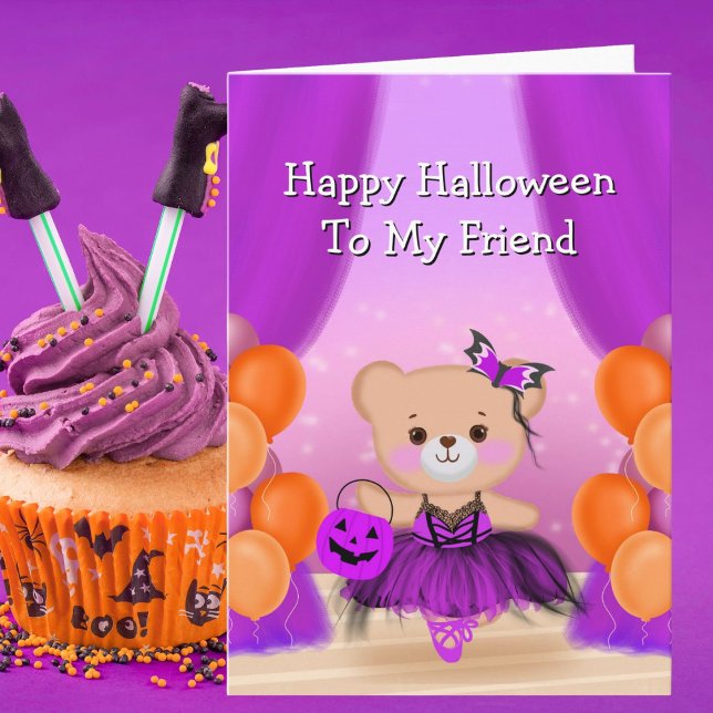 Carte Joyeux Halloween Ourson Ballerine (Créateur téléchargé)