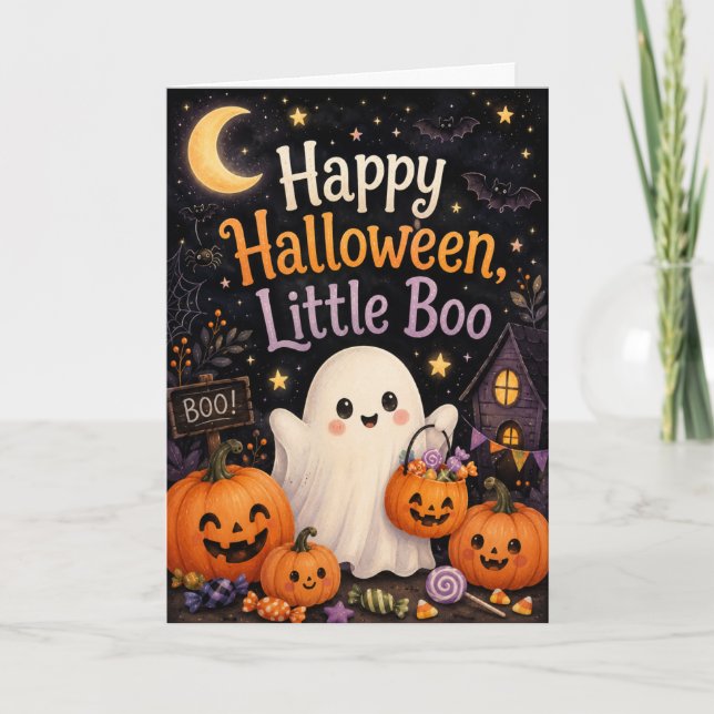 Carte Joyeux Halloween Petit Fantôme (Devant)